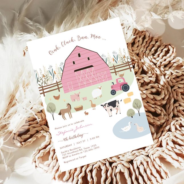 Convite Farm Party Animals Kids Birthday Invitation (Criador carregado)
