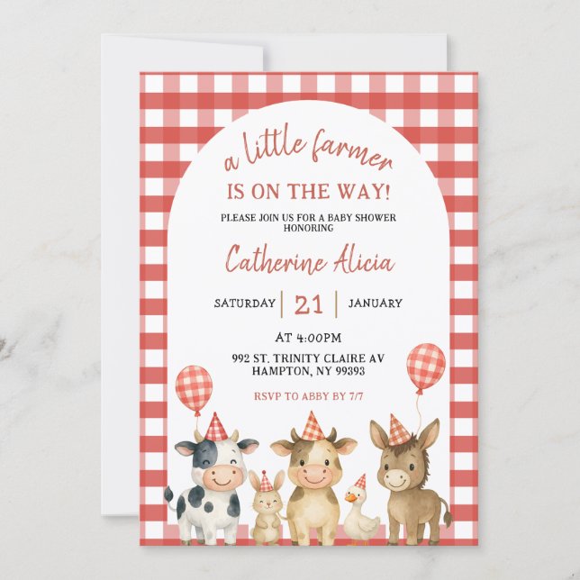 Convite Farm Party Baby Shower Invitation (Frente)