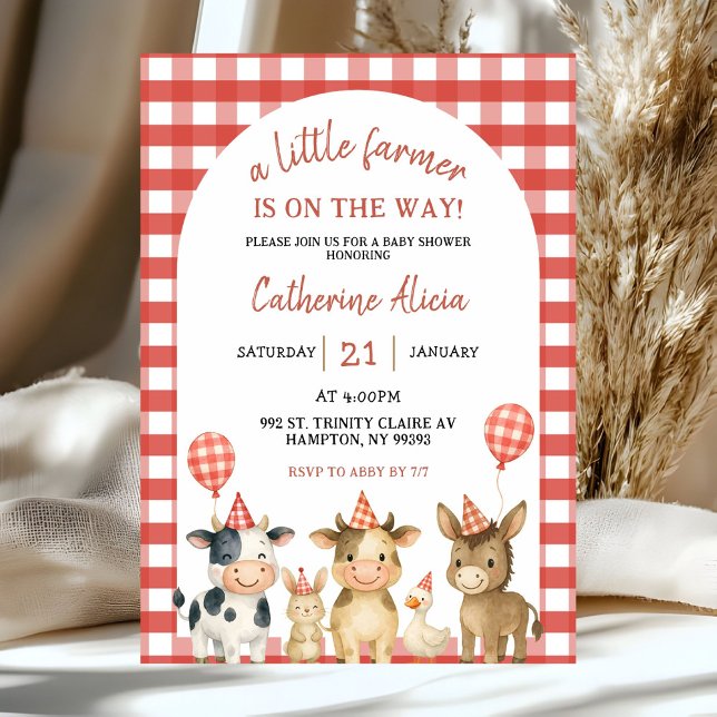 Convite Farm Party Baby Shower Invitation (Criador carregado)