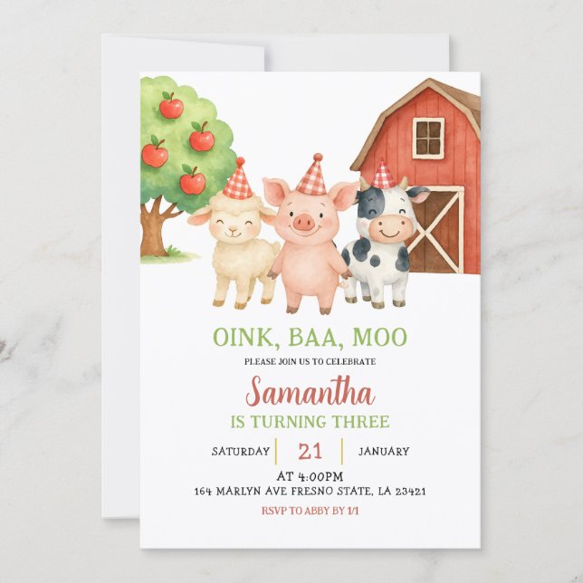 Convite Farm Party Birthday Invitation (Frente)