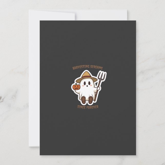 Convite Farmer Boo – Cute Halloween Ghost Sticker with Pum (Frente)