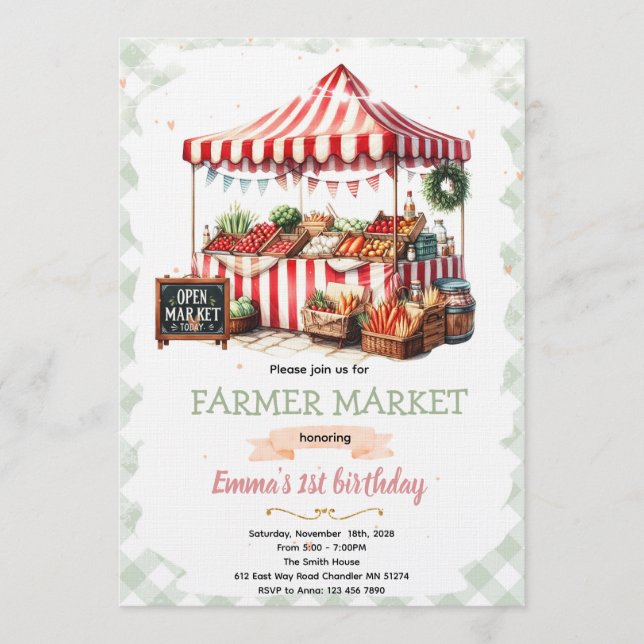 Convite Farmer market birthday invitation (Frente)