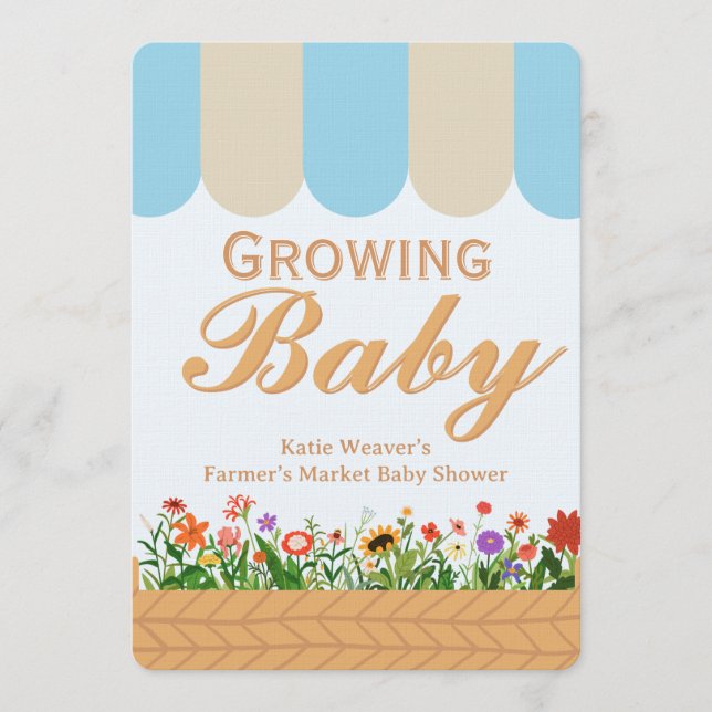 Convite Farmers Market Baby Shower - Blue (Frente)