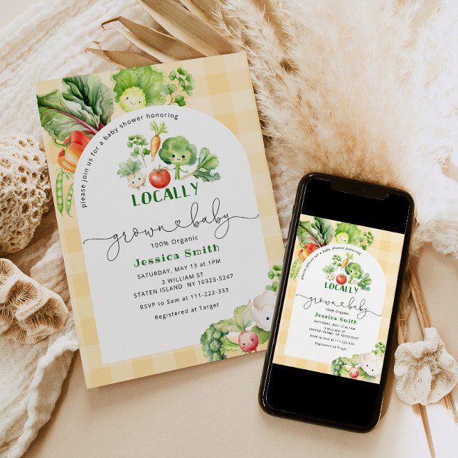 Convite Farmers market Locally grown baby shower (Criador carregado)