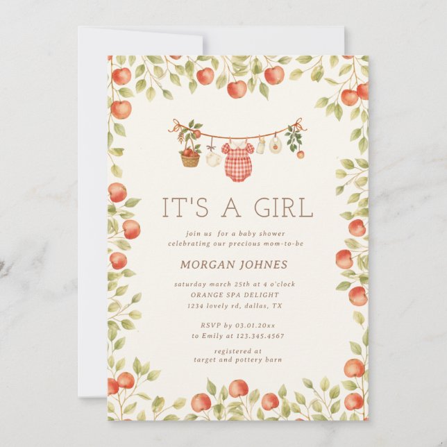 Convite Farmhouse Baby Clothesline Baby Shower (Frente)