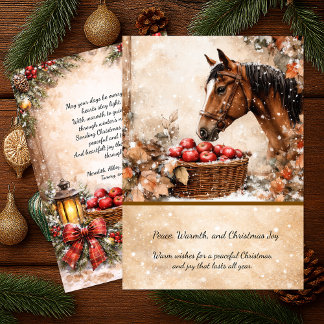 Convite Farmhouse Christmas Horse Winter Scene Card |