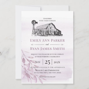 Convite Farmhouse Country Barn Sketch