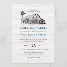 Convite Farmhouse Country Barn Sketch