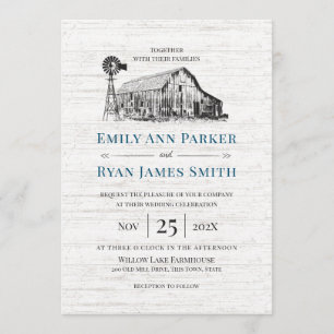 Convite Farmhouse Country Barn Sketch
