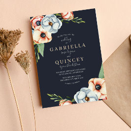 Convite Farmhouse Floral Anemone Greenery Wreath Casamento