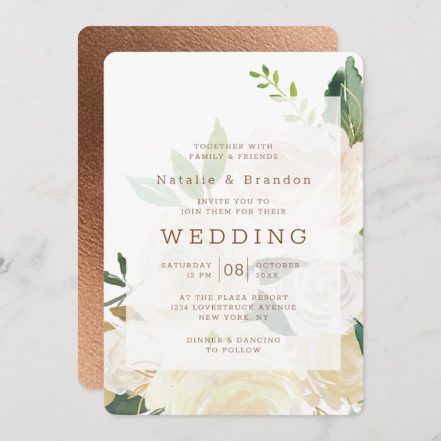 Convite Farmhouse Fresca, Vintage, Frame Casamento (Frente/Verso)