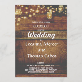 Convite Farmhouse Glam Rustic Wood Weditation