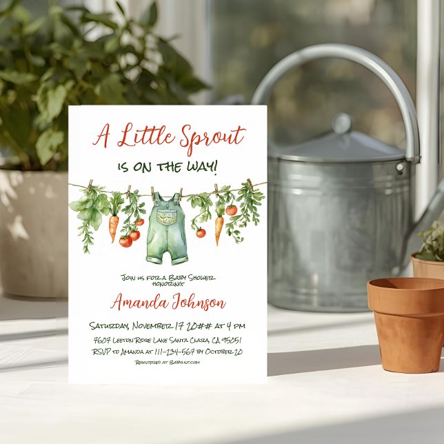 Convite Farmhouse Little Sprout Clothesline Baby Shower (Criador carregado)