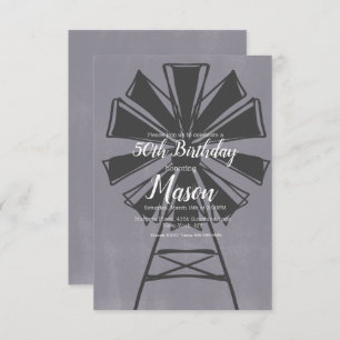 Convite Farmhouse Windmill Rustic 50th Birthday