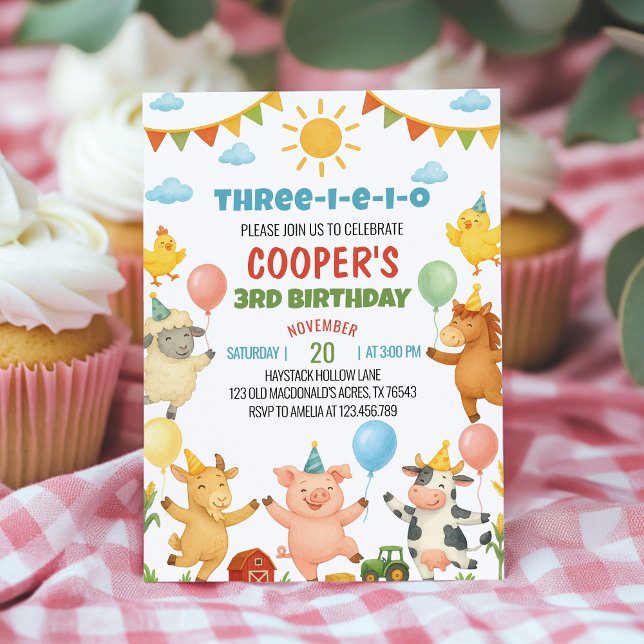Convite Farmyard Animals Kids Birthday Party Invitation (Criador carregado)