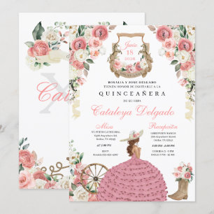 Convite Farol-cor-de-rosa-oeste Mariachi Charro Quinceañer