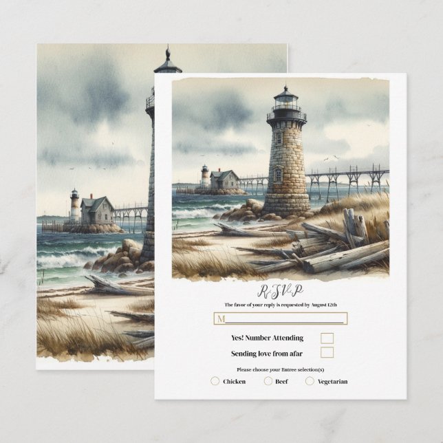 Convite Farol Costa Rural Praia à Beira-Mar RSVP (Frente/Verso)