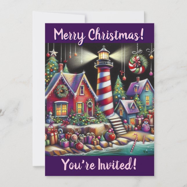 Convite Farol de Natal Impressionante Personalizado (Frente)