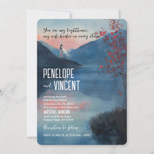 Convite Farol no casamento do lago