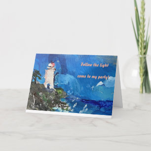 Convite Farol personalizável pelo oceano