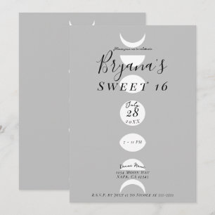 Convite Fases da Lua Ciclos Cinza e Branco Doce 16