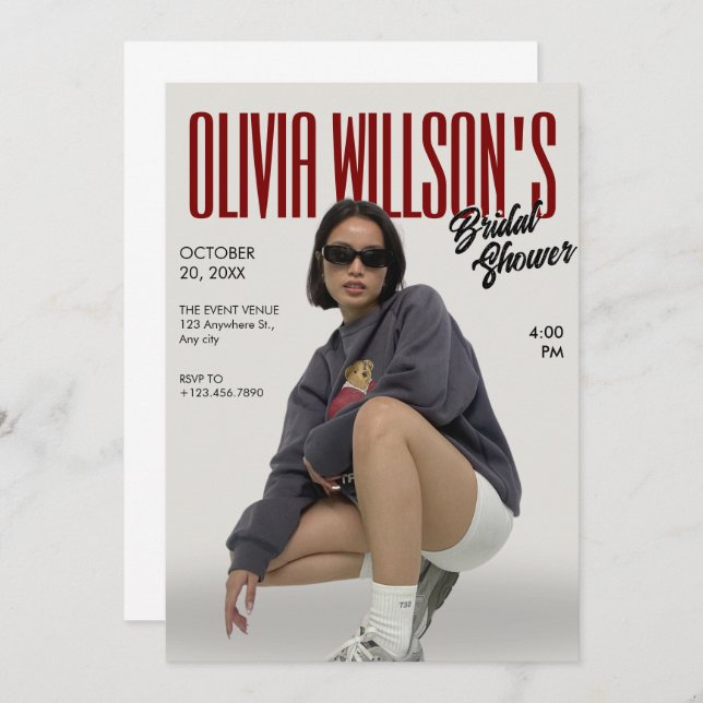 Convite Fashion Magazine - chá de panela de solteira (Frente/Verso)