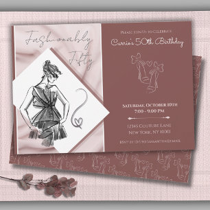 Convite Fashionably Fifty Chic Couture Aniversário de 50 a
