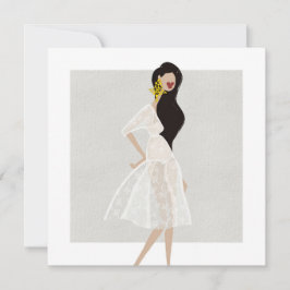 Convite Fashionista em uma ilustração de moda branca