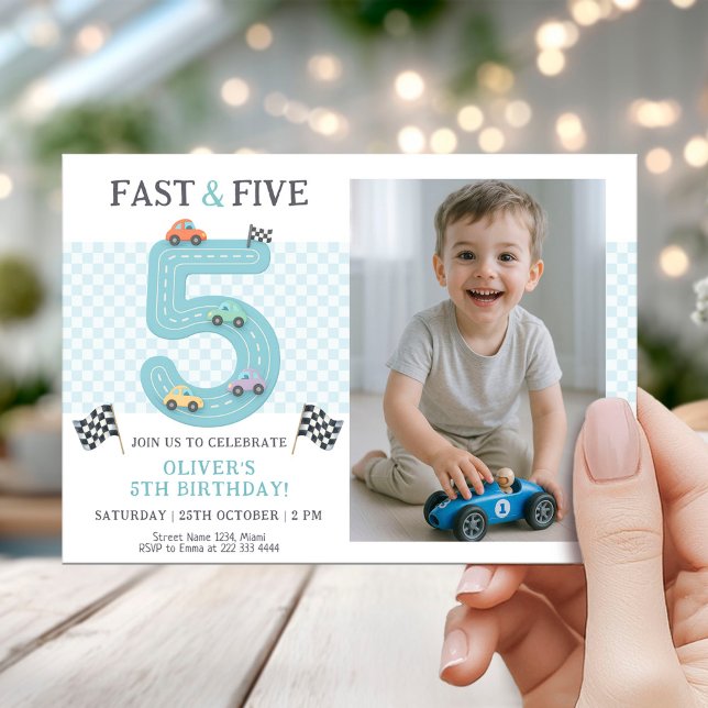 Convite Fast Car 5th Birthday Party Theme (Criador carregado)