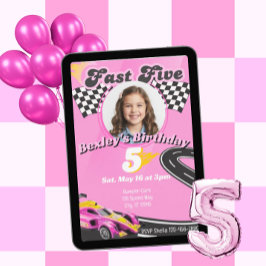Convite Fast Five, Picture Pink Racing 5th Birthday