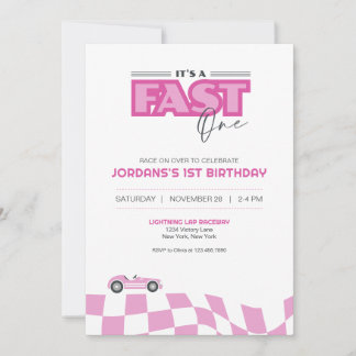 Convite Fast One First Birthday Race Car Invitation