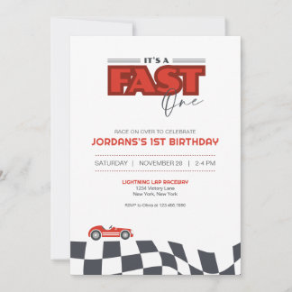 Convite Fast One First Birthday Race Car Invitation