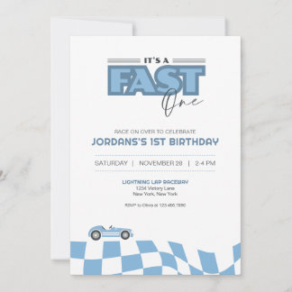 Convite Fast One First Birthday Race Car Invitation