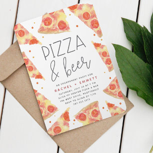 Convite Fatia de Aquarela   Pizza e Festa de noivado de ce