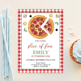 Convite Fatia de Diversão Festa de Aniversário de UMA Pizz