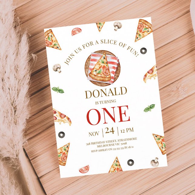 Convite Fatia de Diversão na Festa de Pizza de 1º Aniversá (Criador carregado)