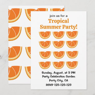 Convite Fatia de Fruta Laranja Festa Tropical de Verão