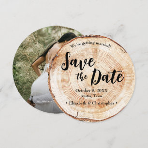 Convite Fatia de Madeira Corte Foto Personalizada Casament