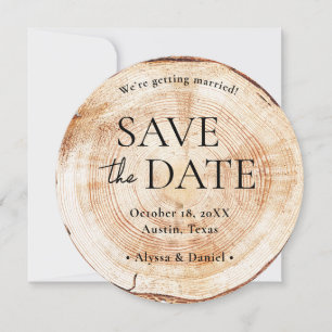 Convite Fatia de Madeira de Foto Personalizada Casamento R