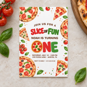 Convite Fatia de Pizza Divertida 1º Aniversário