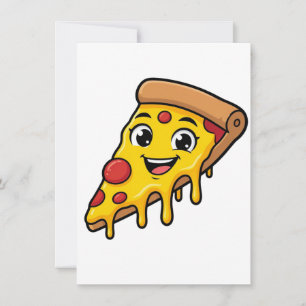 Convite Fatia de Pizza Feliz e Divertida com Queijo Elásti