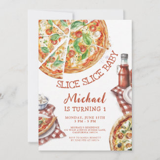 Convite Fatia Fatia Bebê Pizza Primeiro Aniversário