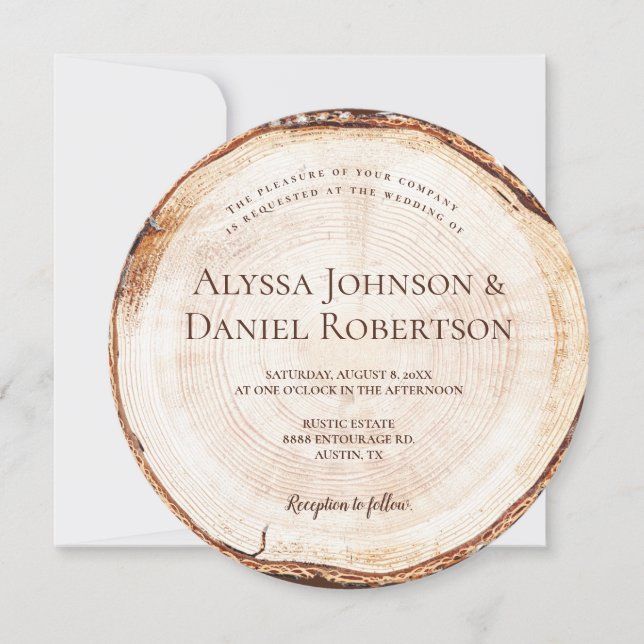 Convite Fatia Rústica De Madeira Cortada Personalizada Exc (Frente)