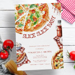 Convite Fatia Slice Baby Modern Pizza Chá de fraldas Convi<br><div class="desc">Convite para Chá de fraldas de Pizza Moderna do Bebê Slice</div>