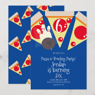 Convite Fatias de Pizza Geométrica Festa de Boliche Aniver