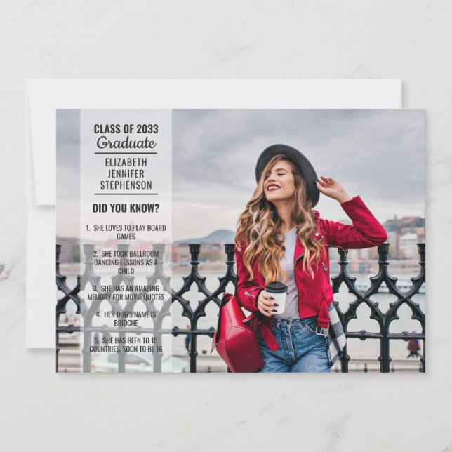 Convite Fatos divertidos 2 formandos da moda moderna (Frente)