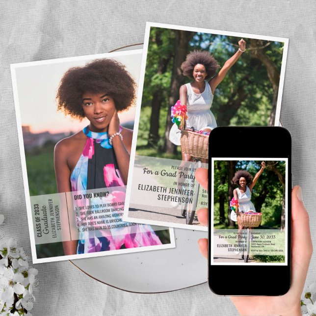 Convite Fatos divertidos 2 fotografia de graduação moderna (Criador carregado)