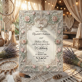 Convite Faux Bas Relief 3D Sculpted Swans