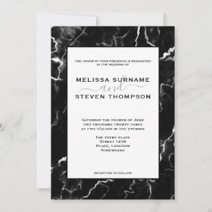 Convite Faux Black Marble Texture Look Weds