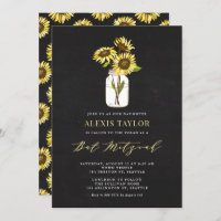Faux Chalkboard Yellow Sunflower Bat Mitzvah